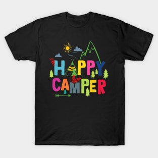 Happy Camper Camping T-Shirt  Camp Tee For Men Women & Kids T-Shirt